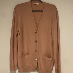 Tory Burch Womens 100% Merino Wool Light Pink Cardigan Size Large